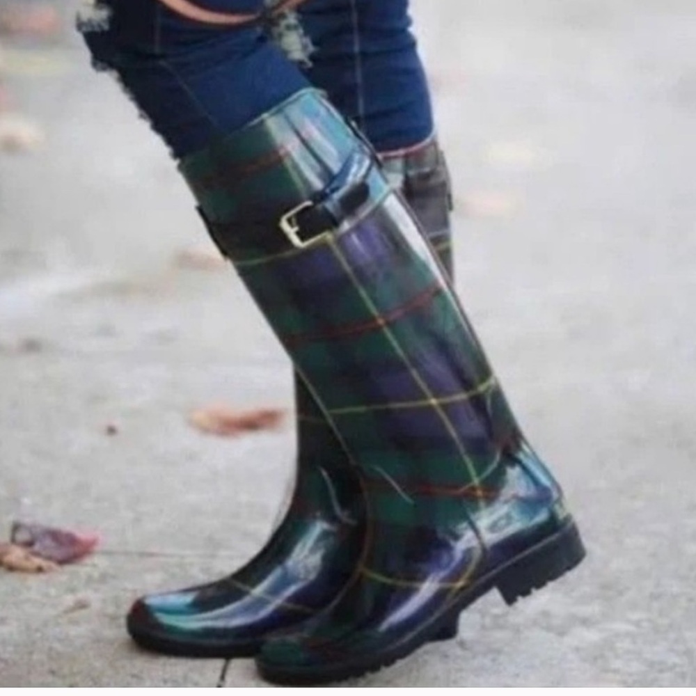 Ralph Lauren Plaid Knee-High Rain Boots